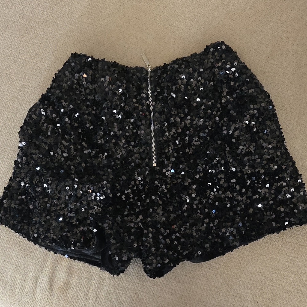Source Unknown Black Sequin High-Waist Women’s Sh… - image 2